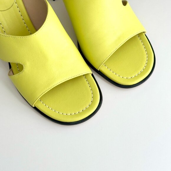 NEW WANDLER Leather Cut-Out Open Toe Mules in Lemon Lime Size 38 US 8 - Picture 4 of 13